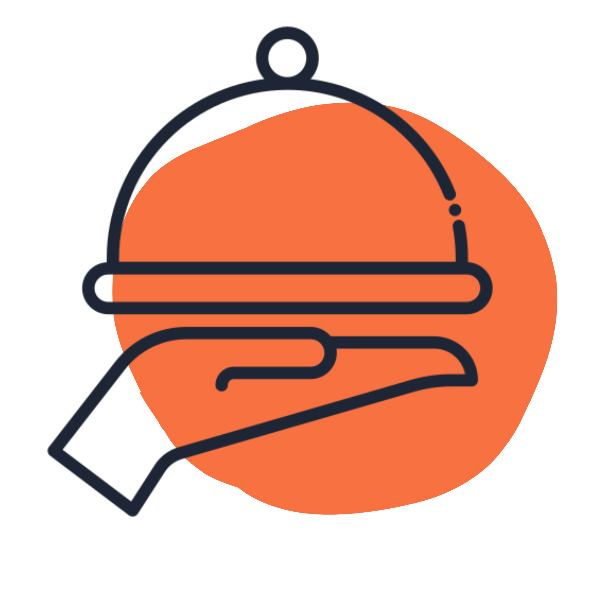 An icon of a hand with a cloche on an orange background to represent customer segment.