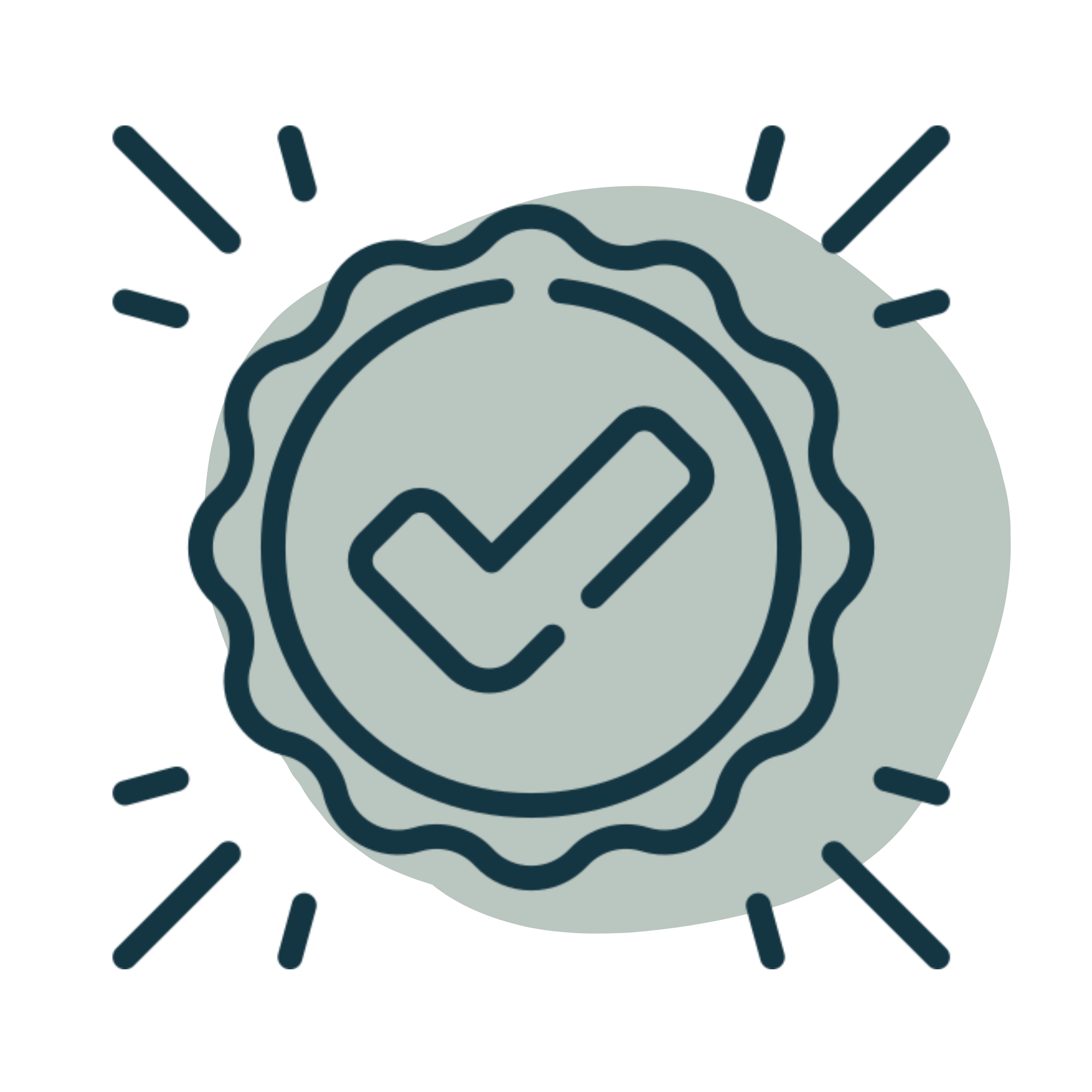 An icon of a sticker with a tick on a blue background to represent customer segment.