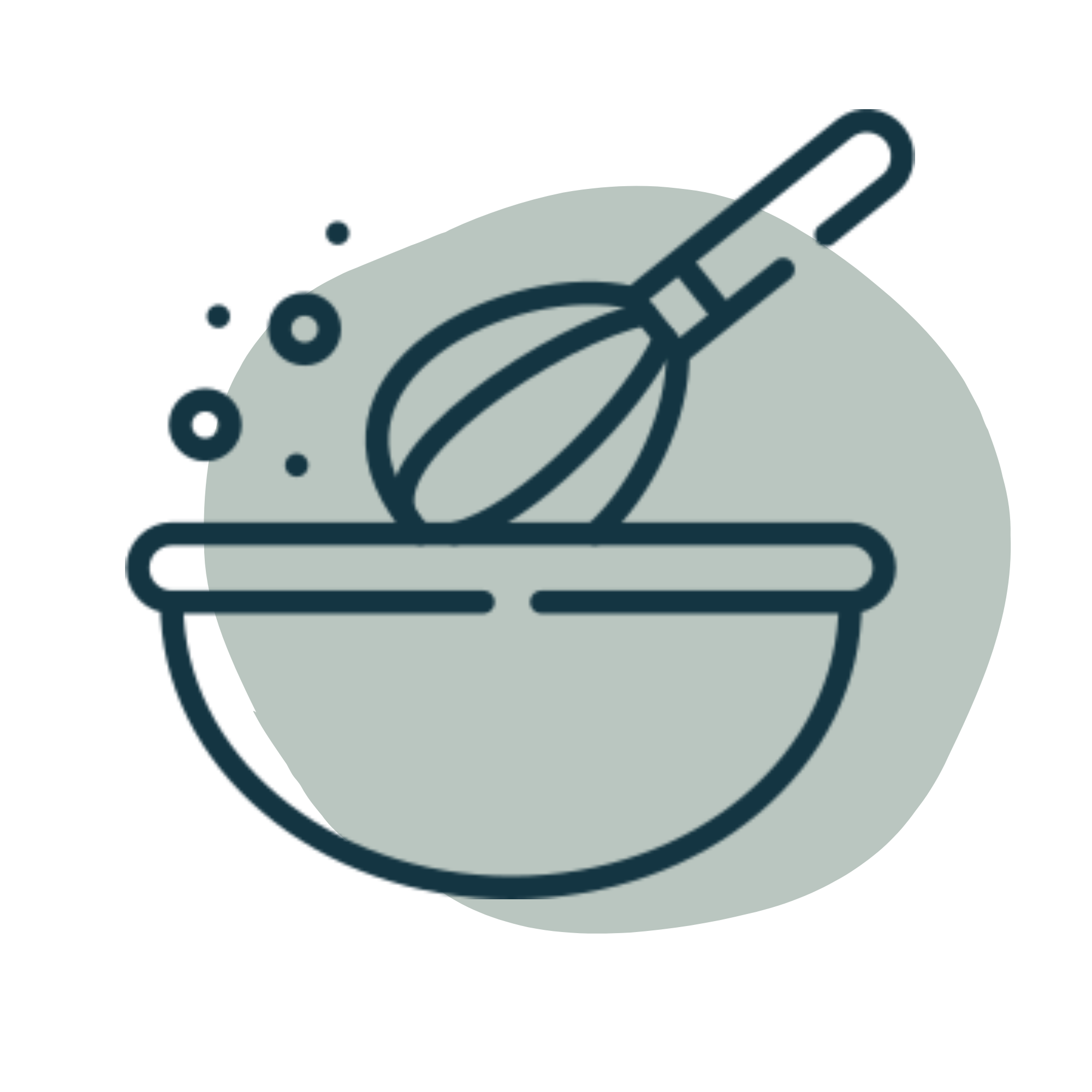 A icon of a whisk and bowl with blue background to represent customer segment.
