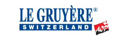 Le Gruyère AOP logo featuring the official certification mark for authentic Swiss Gruyère cheese.