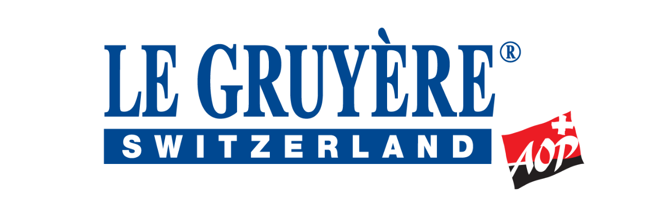 Le Gruyère AOP logo featuring the official certification mark for authentic Swiss Gruyère cheese.