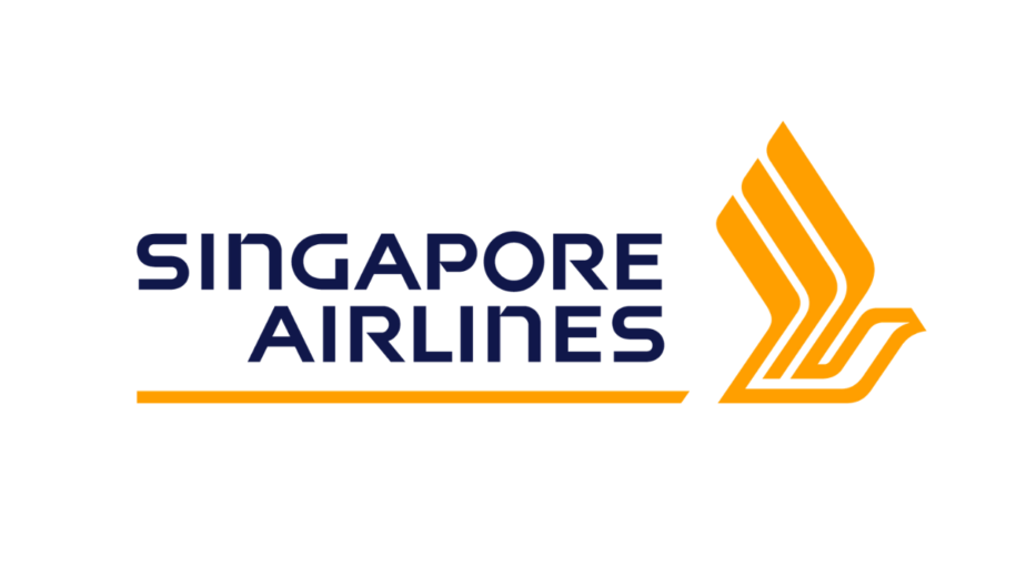 Singapore Airlines logo featuring the golden bird symbol on a dark blue background.