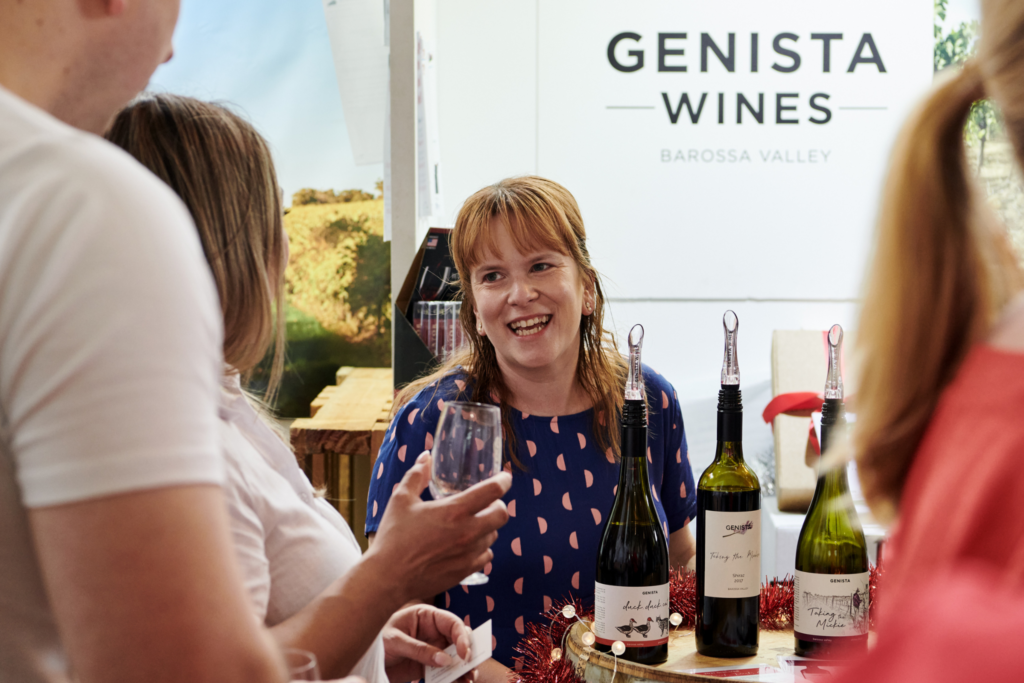 Winemaker Sarah Gregory exhibiting Genista Wines at the Good Food & Wine Show