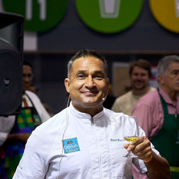 Chef Peter Kuruvita presenting at the Dilmah Tea School masterclass at the Good Food & Wine Show.