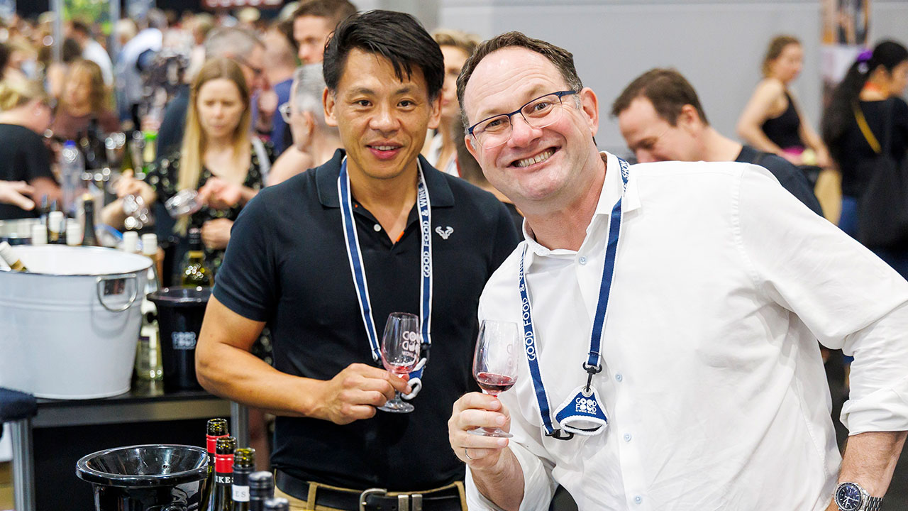 Wine tasting at the Good Food & Wine Show.