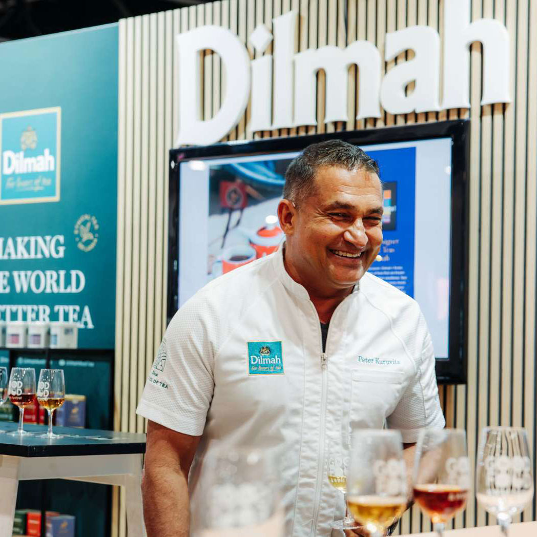 Chef Peter Kuruvita presenting at the Dilmah Tea School masterclass at the Good Food & Wine Show.