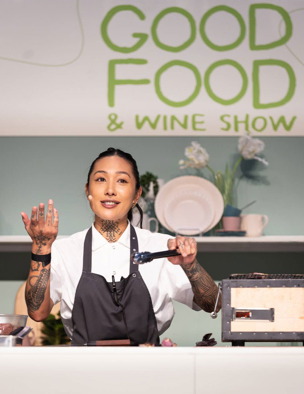 Nat Thaipun live cooking at the good food and wine show