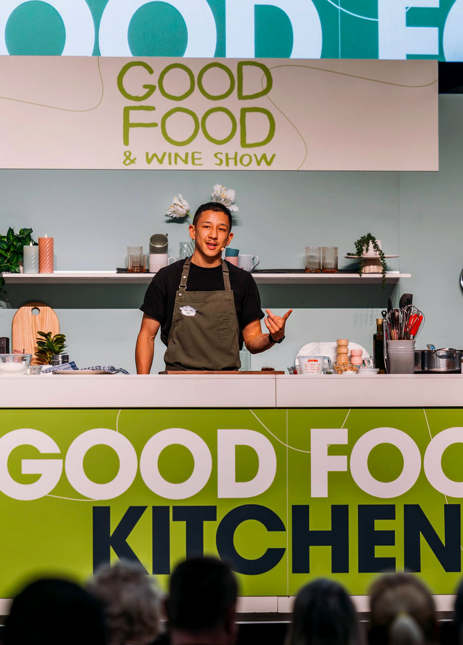 Brendan Pang Cooking on the StageGood Food Kitchen