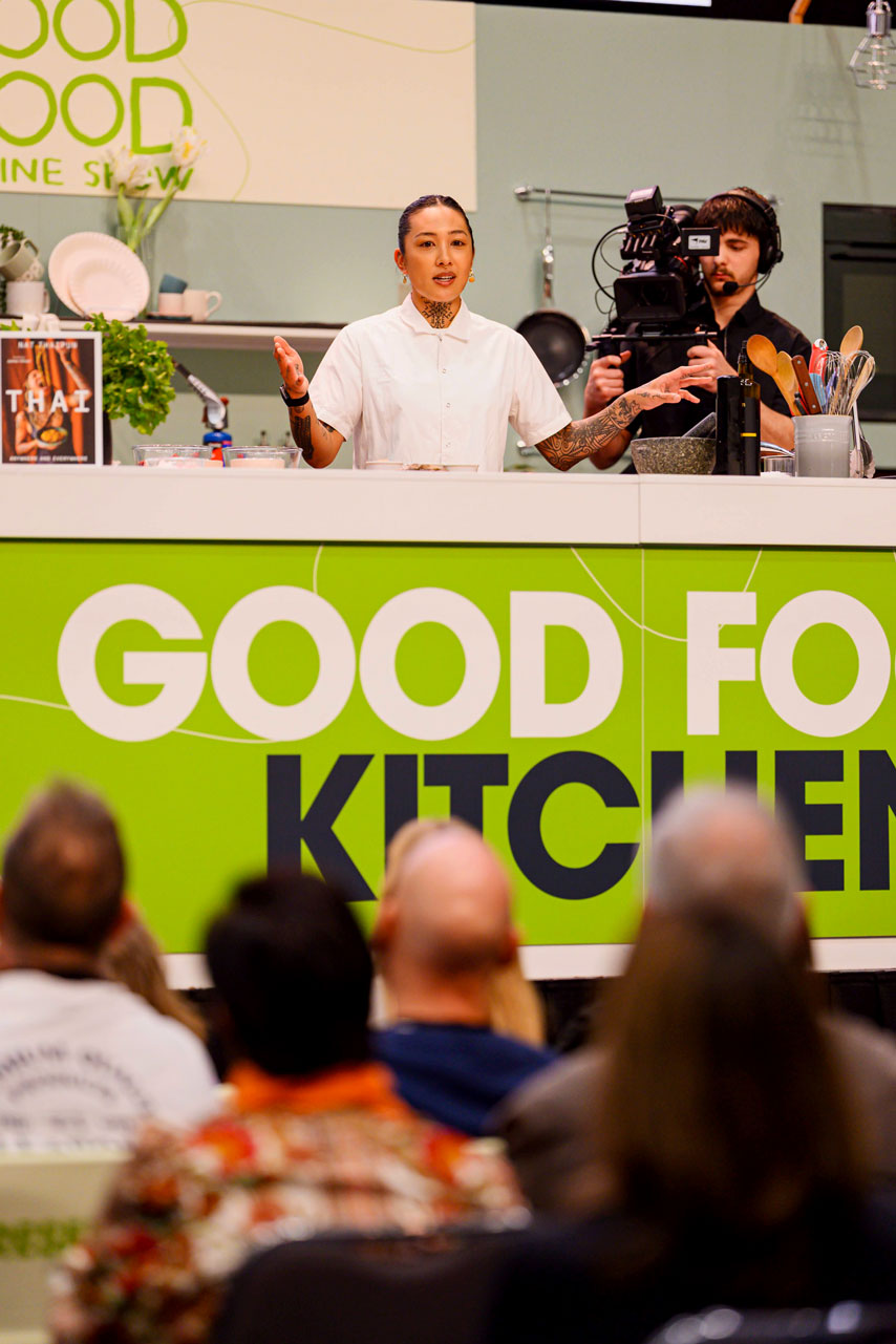 Nat Thaipun demonstrates techniques during his live at the GOOD FOOD KITCHEN at the Good Food & Wine Show