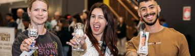 Visitor at the Good Food & Wine Show christmas Edition enjoying food tasting